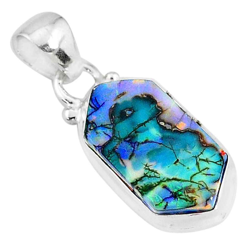925 sterling silver 5.02cts multi color sterling opal pendant jewelry r95839