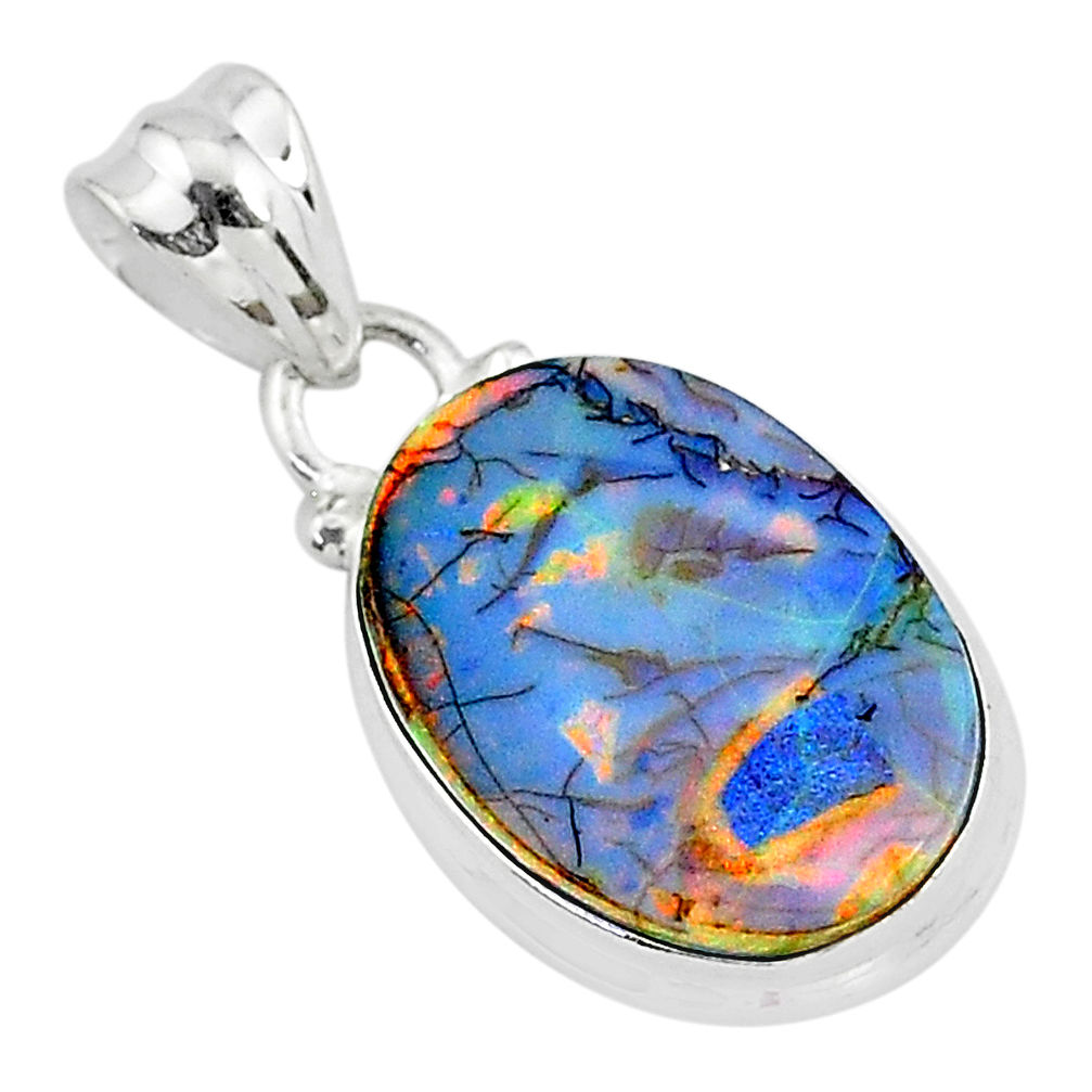 925 sterling silver 5.86cts multi color sterling opal pendant jewelry r95860