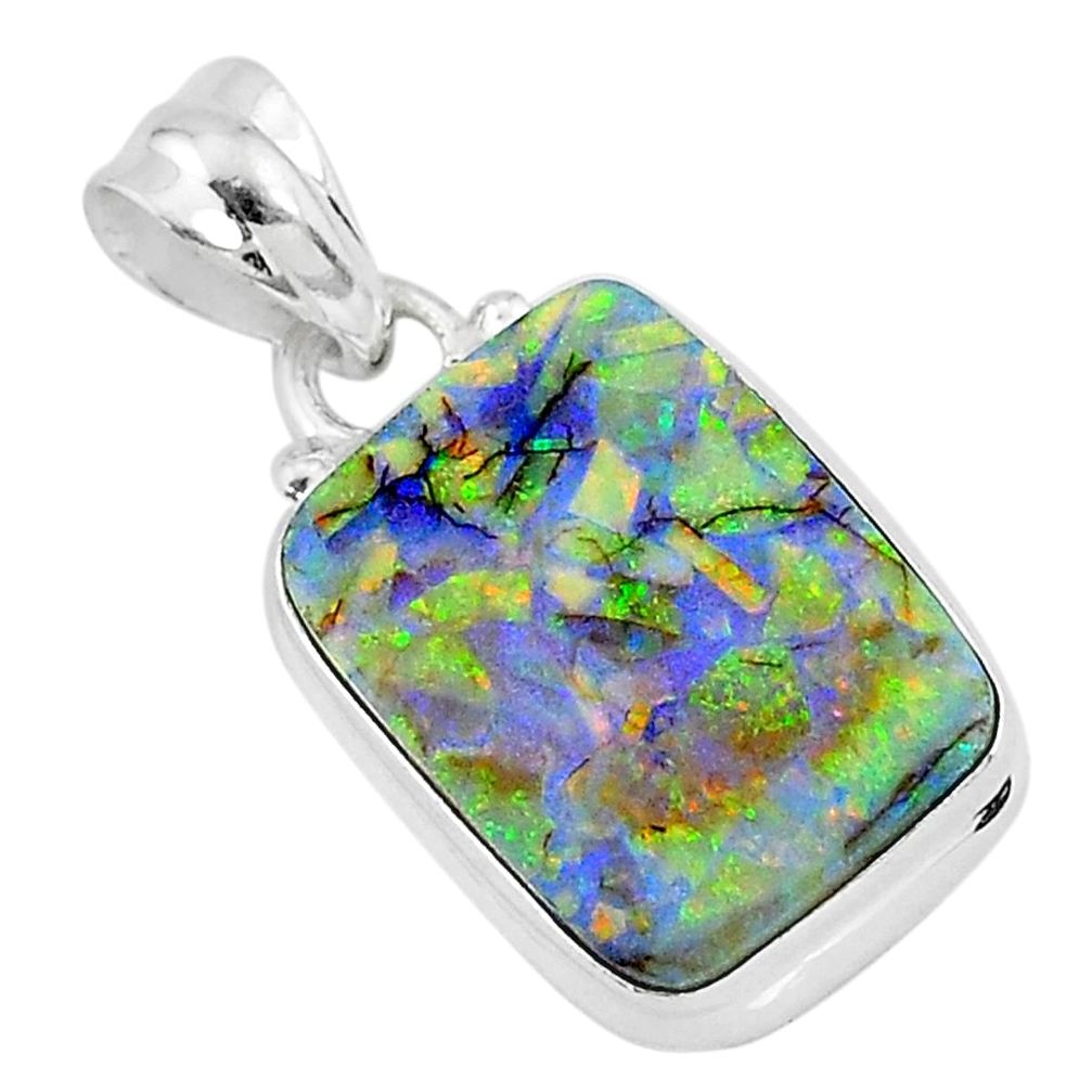 925 sterling silver 8.36cts multi color sterling opal pendant jewelry r95956