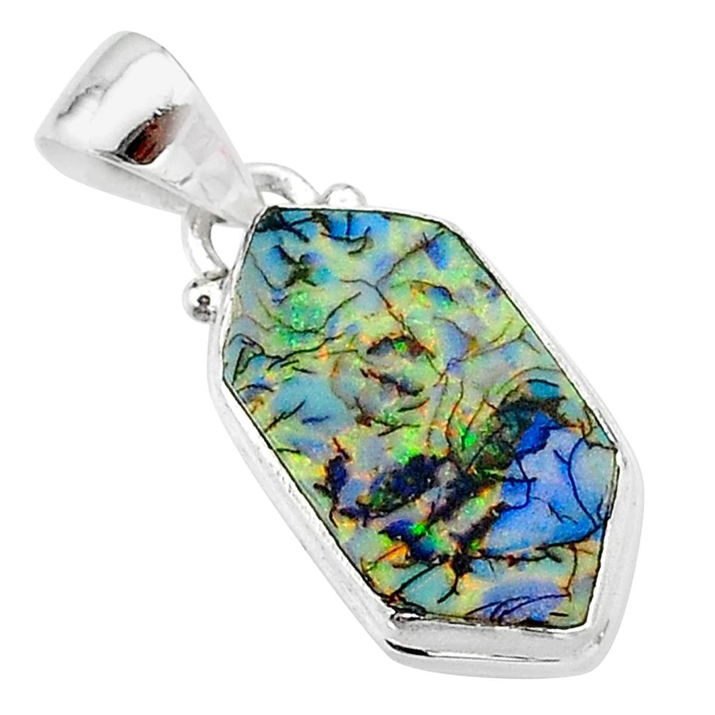 925 sterling silver 4.60cts multi color sterling opal pendant jewelry t13644