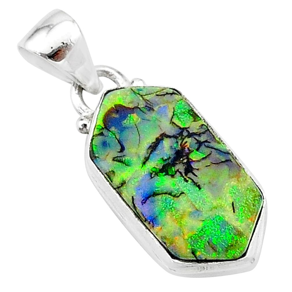 925 sterling silver 4.89cts multi color sterling opal pendant jewelry t13649