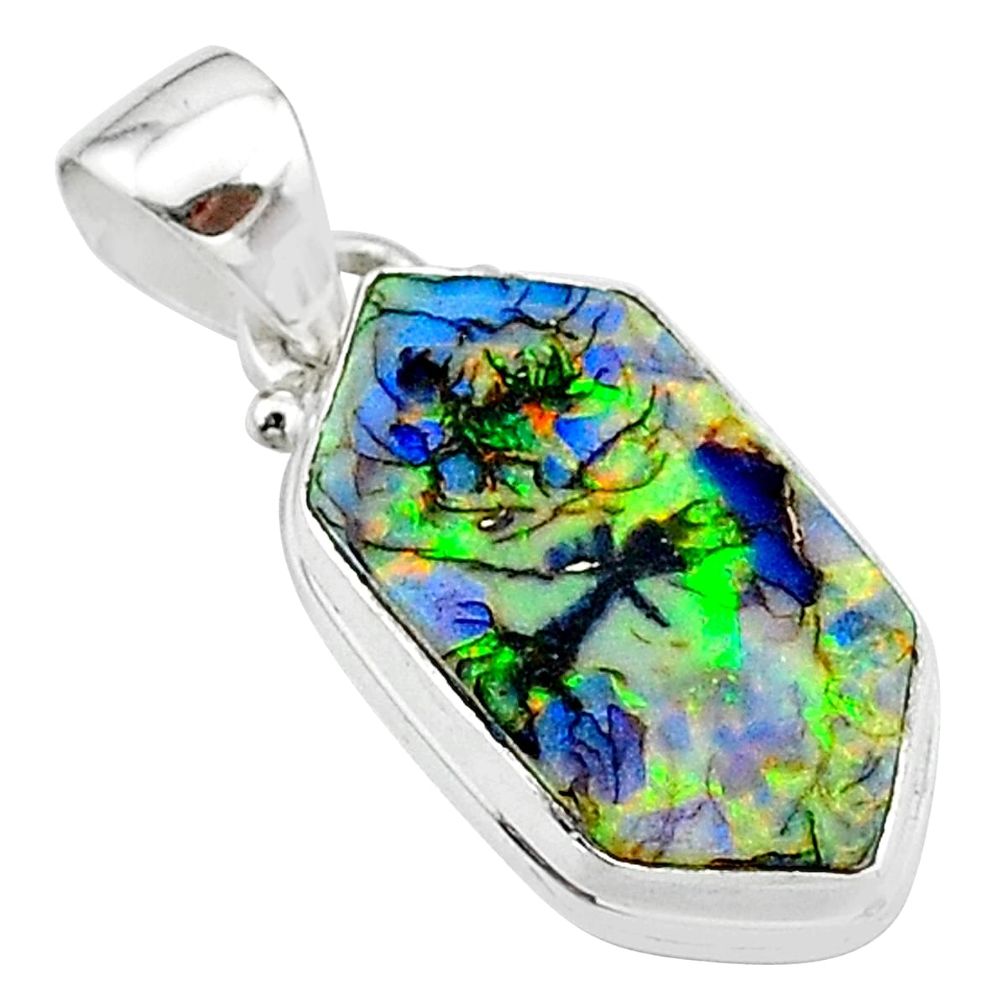 925 sterling silver 4.89cts multi color sterling opal pendant jewelry t13668