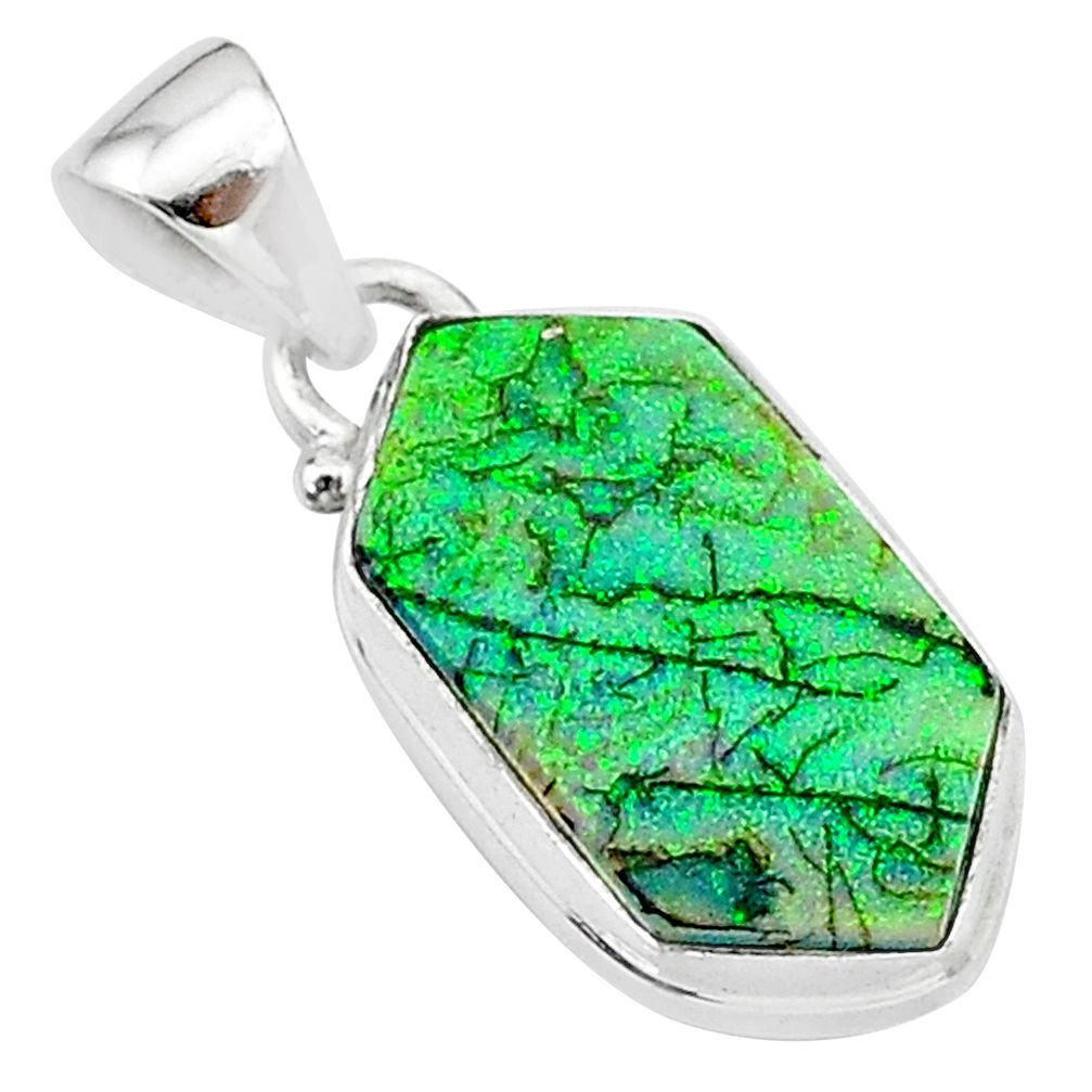 925 sterling silver 4.63cts multi color sterling opal pendant jewelry t13680