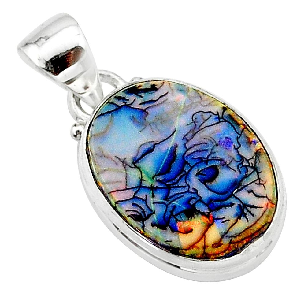 925 sterling silver 6.21cts multi color sterling opal pendant jewelry t13712