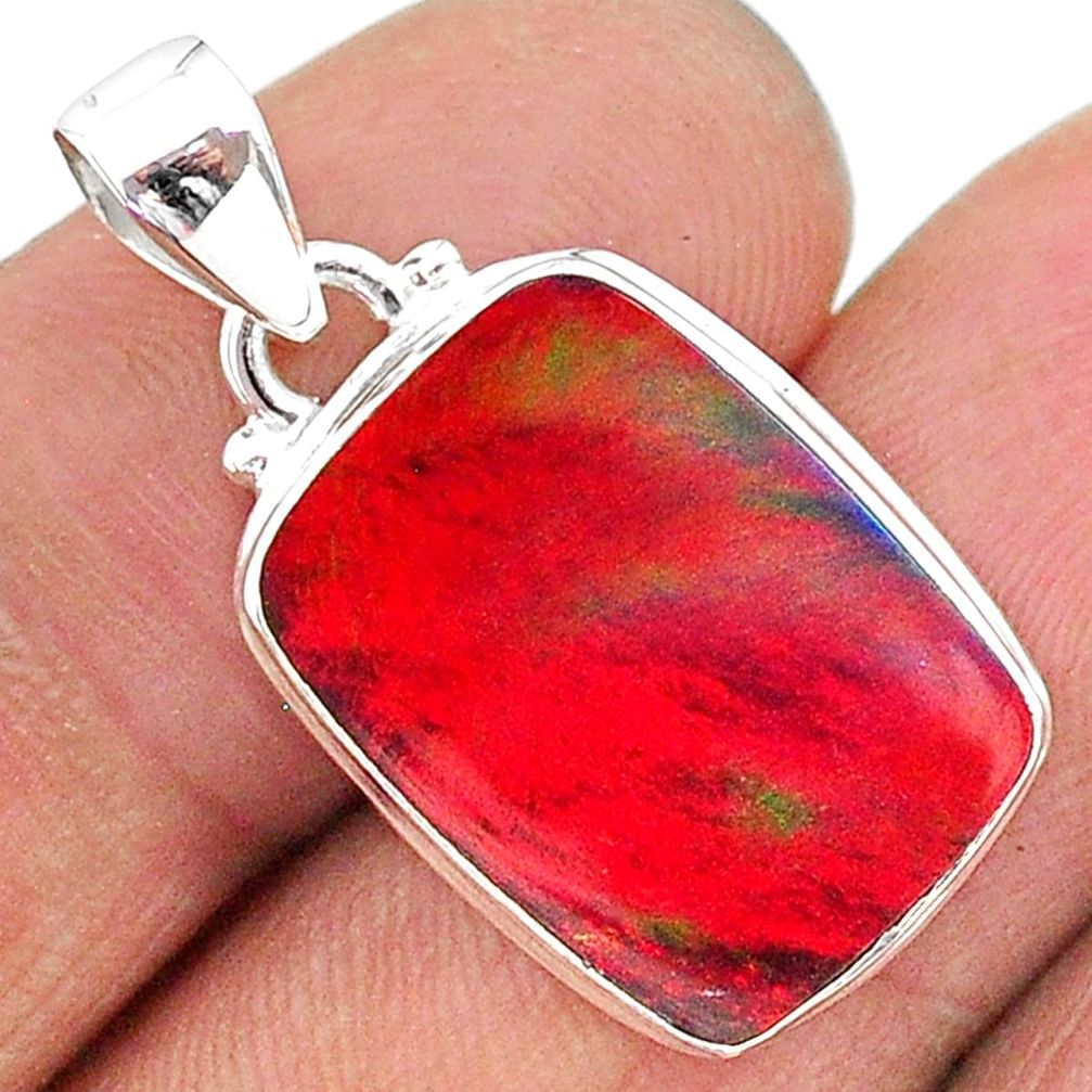 925 sterling silver 7.65cts multi color volcano aurora opal (lab) pendant t16830