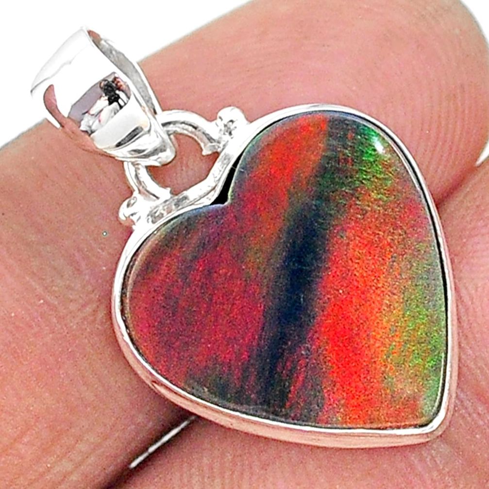 925 sterling silver 7.18cts multi color volcano aurora opal (lab) pendant t16867