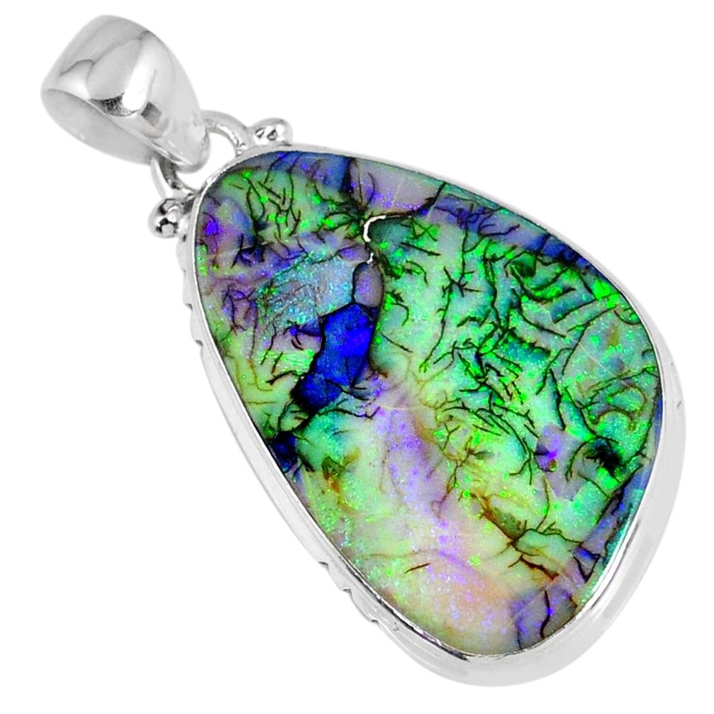 925 sterling silver 9.83cts multicolor sterling opal pendant jewelry r58734