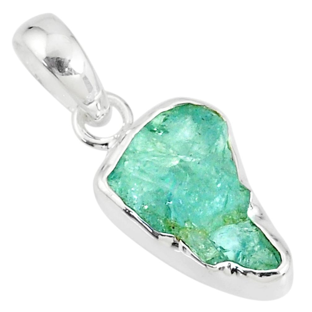 925 sterling silver 9.05cts natural aqua aquamarine raw fancy pendant r76929