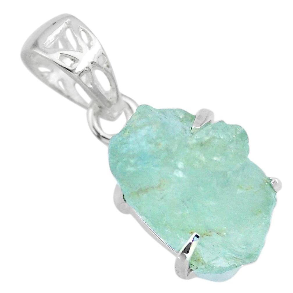 925 sterling silver 13.08cts natural aqua aquamarine raw fancy pendant r83004