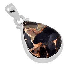 925 sterling silver 10.75cts natural black australian obsidian pendant n38623