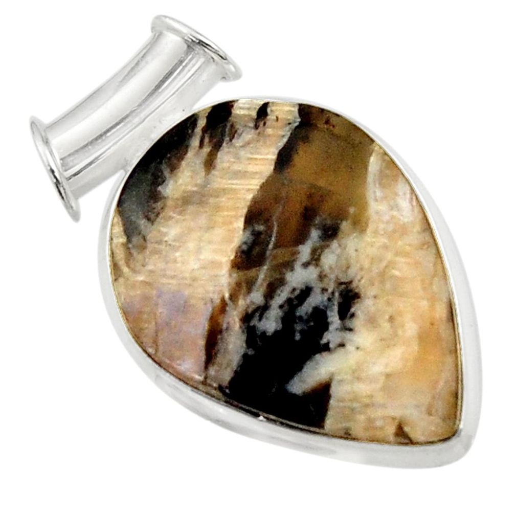 ver 20.07cts natural black banded oil shale pear pendant d45104