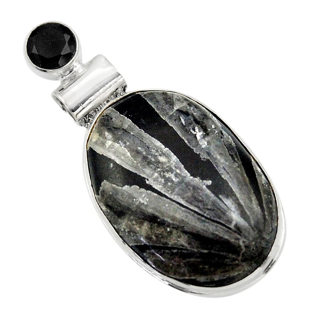 925 sterling silver 25.00cts natural black chrysanthemum onyx pendant r32099