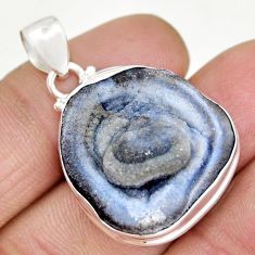 925 sterling silver 24.65cts natural black geode druzy fancy pendant y9379