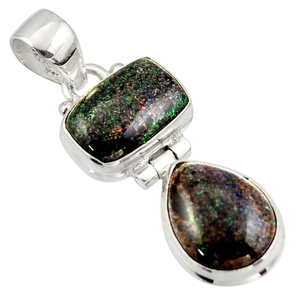 925 sterling silver 11.74cts natural black honduran matrix opal pendant d47397