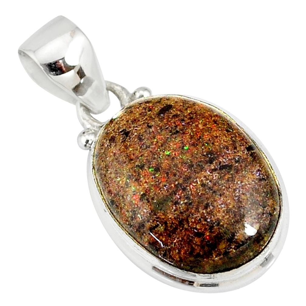 925 sterling silver 10.58cts natural black honduran matrix opal pendant r78020