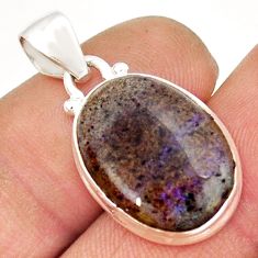 925 sterling silver 9.77cts natural black honduran matrix opal pendant y9596