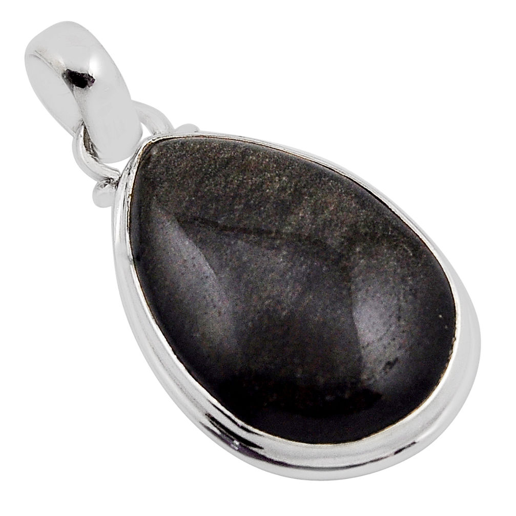 925 sterling silver 15.02cts natural black obsidian eye pendant jewelry n22259