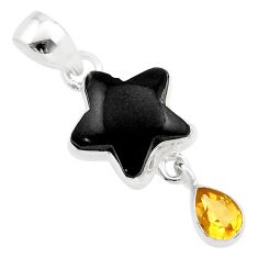 925 sterling silver 9.80cts natural black onyx citrine star fish pendant t59533