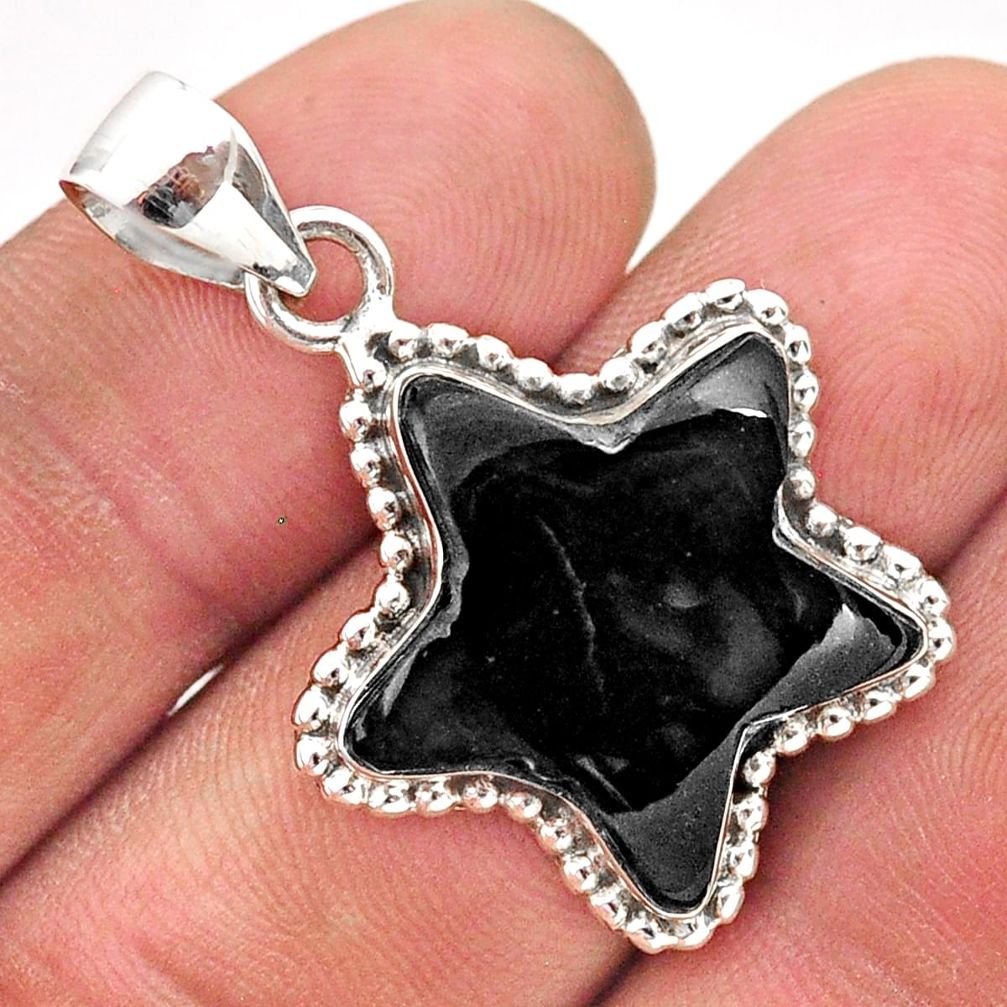 925 sterling silver 15.85cts natural black onyx fancy star fish pendant t59406