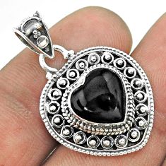 925 sterling silver 4.47cts natural black onyx heart pendant jewelry t56188
