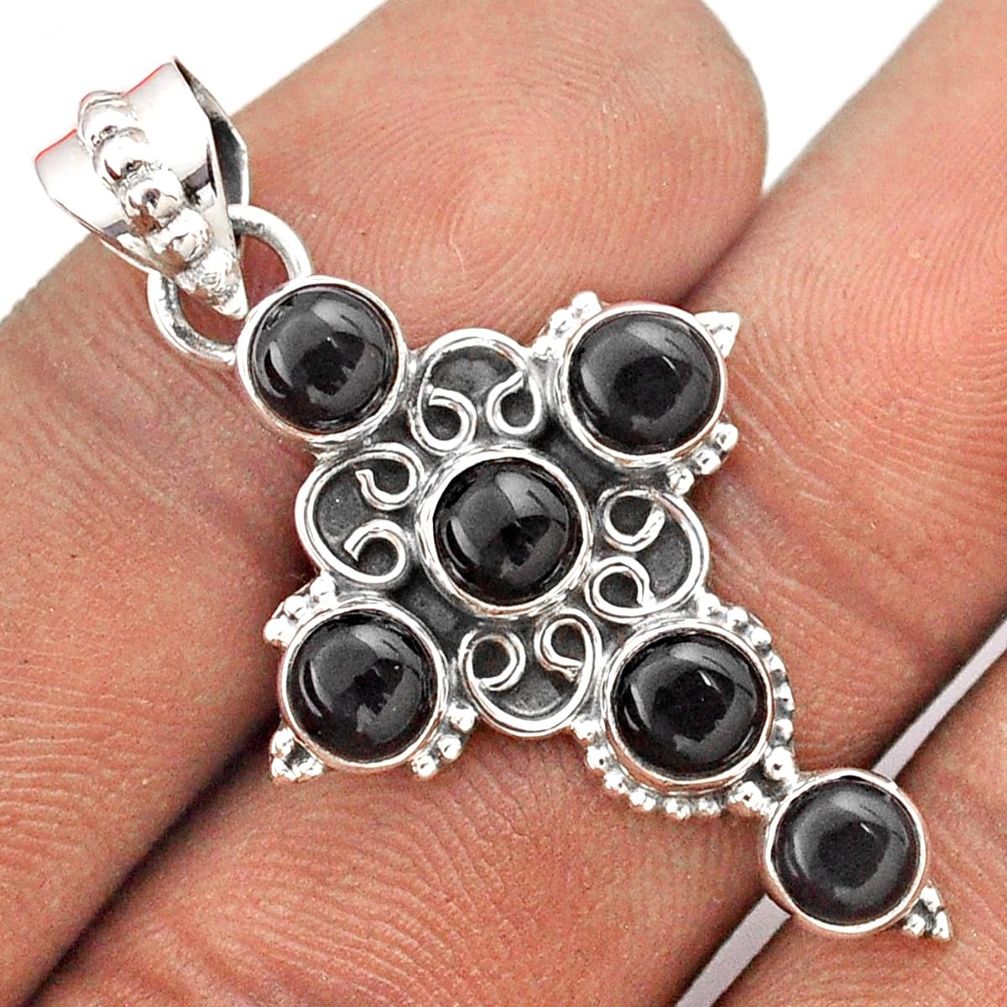 925 sterling silver 5.15cts natural black onyx holy cross pendant jewelry t85864