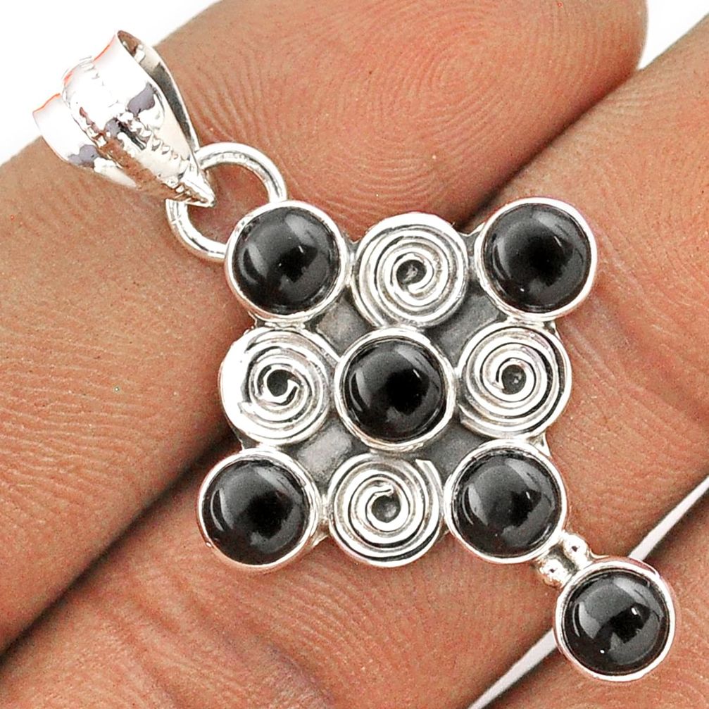 925 sterling silver 5.09cts natural black onyx holy cross pendant jewelry t85929