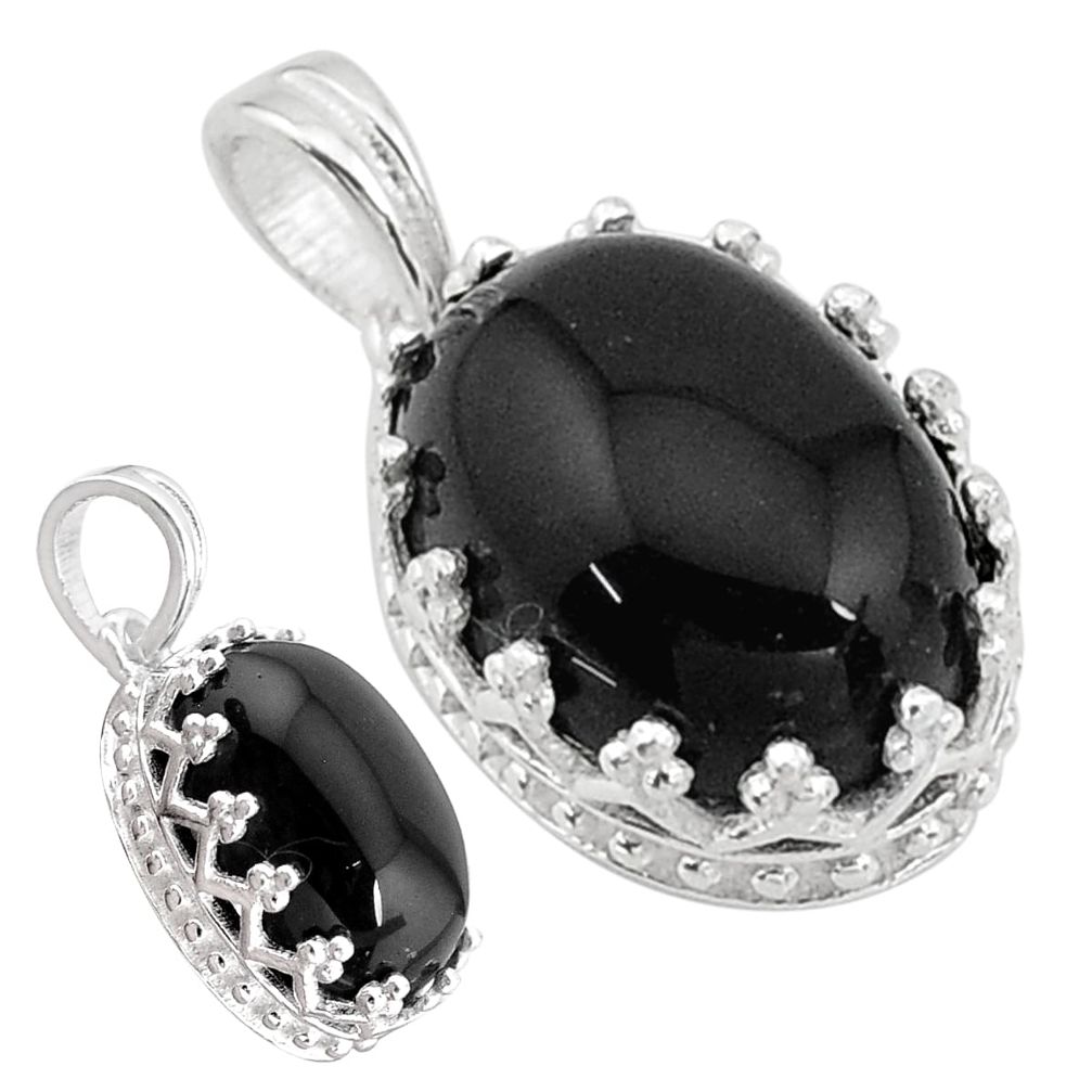 925 sterling silver 7.00cts natural black onyx oval pendant jewelry t20474