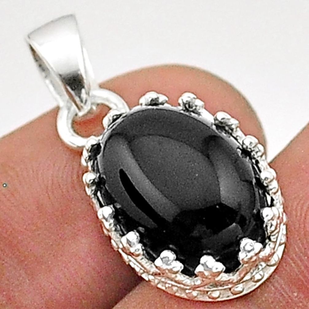 925 sterling silver 5.38cts natural black onyx oval pendant jewelry t66207