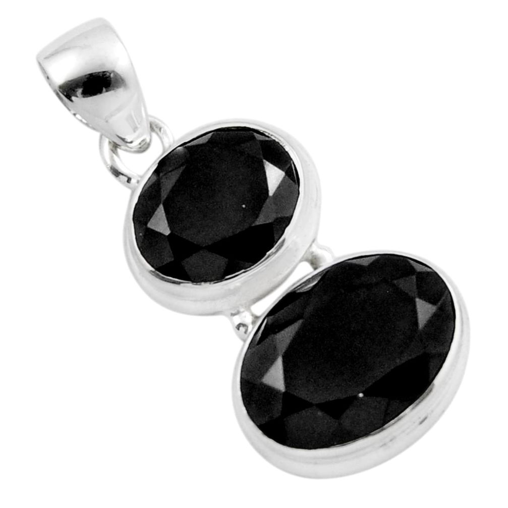 925 sterling silver 12.02cts natural black spinel oval pendant u18272