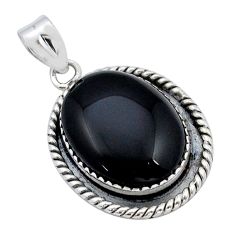 925 sterling silver 18.08cts natural black onyx oval pendant jewelry u89960