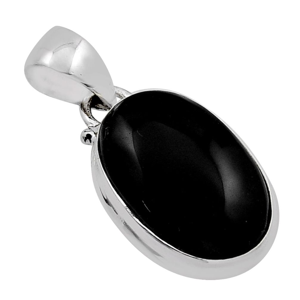 925 sterling silver 7.66cts natural black onyx oval shape pendant jewelry n18358