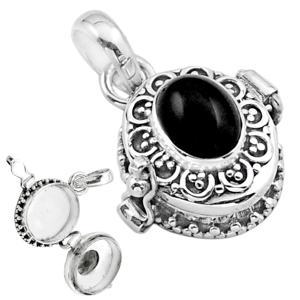 925 sterling silver 2.92cts natural black onyx poison box pendant jewelry u9430