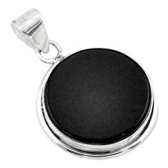 925 sterling silver 14.12cts natural black onyx round pendant jewelry t53731
