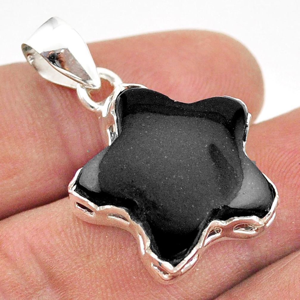 925 sterling silver 11.73cts natural black onyx star fish pendant jewelry t59494