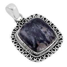 925 sterling silver 15.47cts natural black picasso jasper pendant jewelry n51658