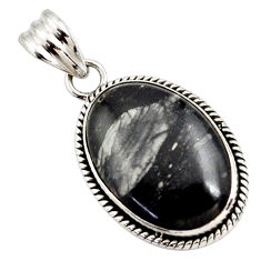 925 sterling silver 16.68cts natural black picasso jasper pendant jewelry r27780