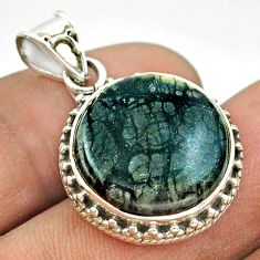 925 sterling silver 12.52cts natural black picasso jasper pendant jewelry t53353