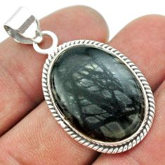 925 sterling silver 17.60cts natural black picasso jasper pendant jewelry t53478