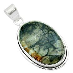 925 sterling silver 18.15cts natural black picasso jasper pendant jewelry t53650