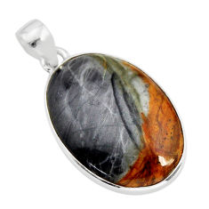 925 sterling silver 13.18cts natural black picasso jasper pendant jewelry y77595