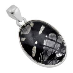 925 sterling silver 14.62cts natural black picasso jasper pendant jewelry y77755