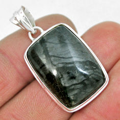 925 sterling silver 19.37cts natural black picasso jasper pendant jewelry y9326
