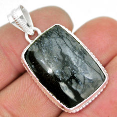 925 sterling silver 17.95cts natural black picasso jasper pendant jewelry y9338