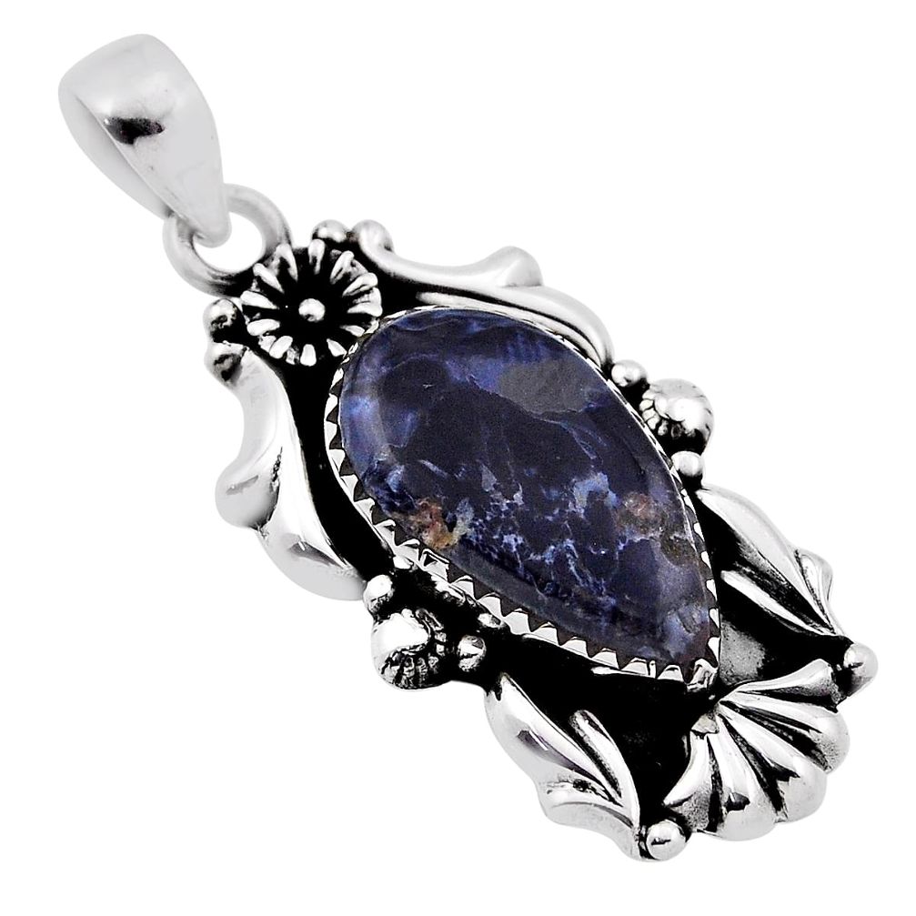 925 sterling silver 7.24cts natural black pietersite (african) pendant n35096