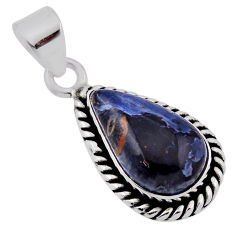925 sterling silver 4.98cts natural black pietersite (african) pendant n38213