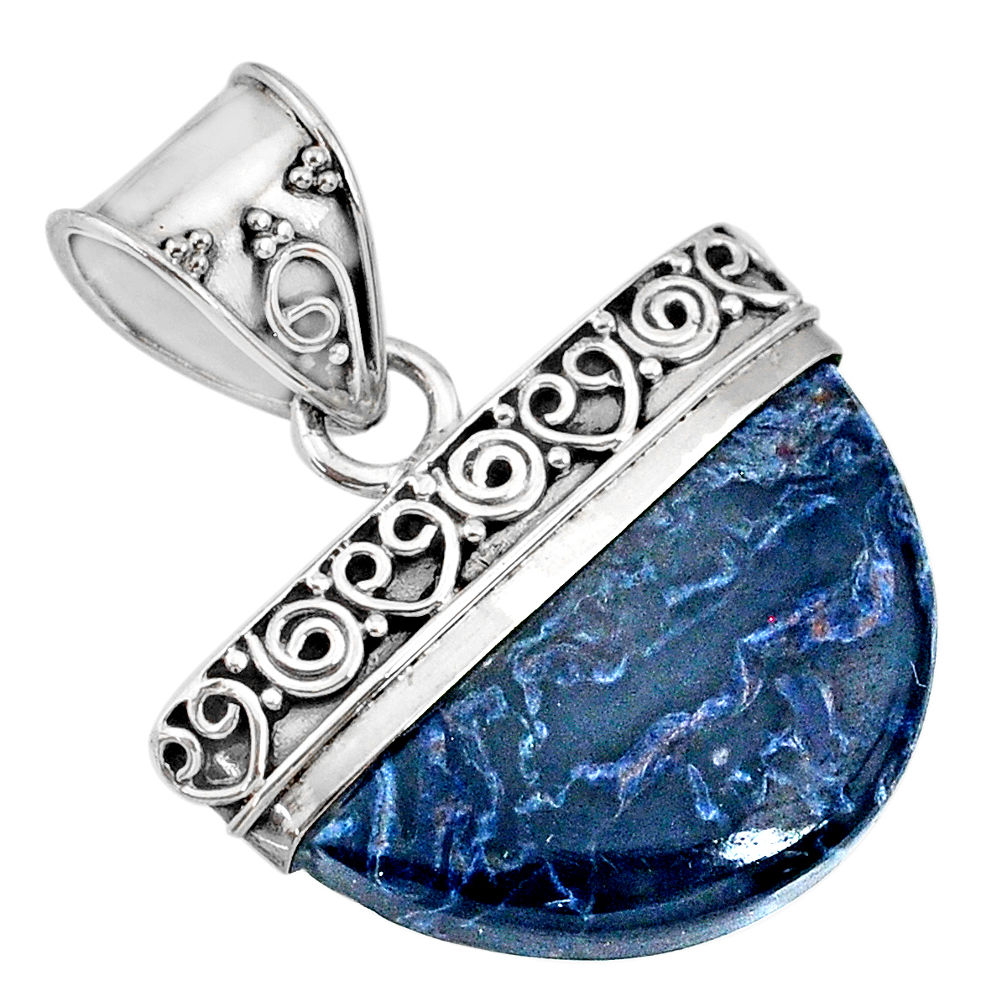 925 sterling silver 13.85cts natural black pietersite (african) pendant r85072