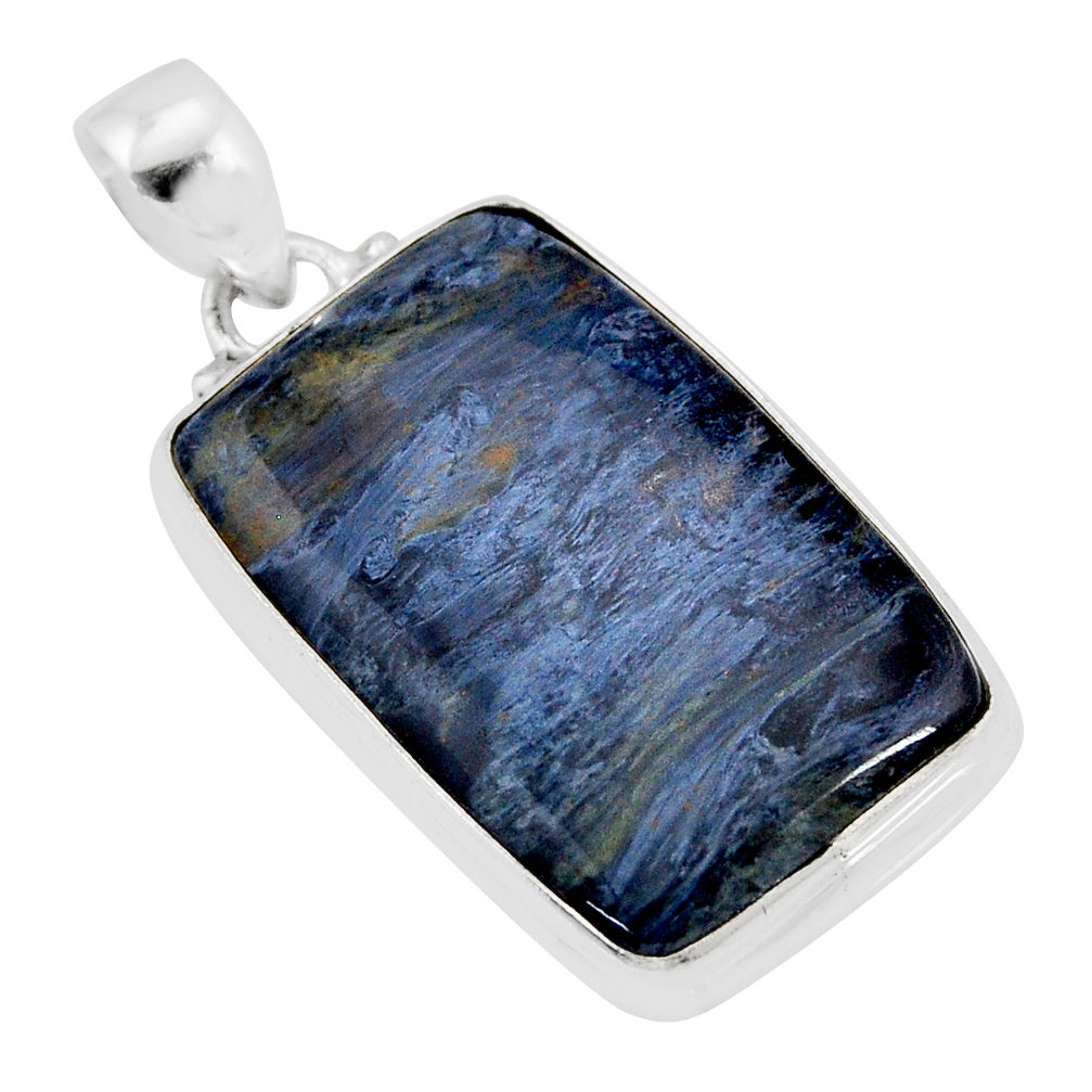 925 sterling silver 16.87cts natural black pietersite (african) pendant y71449