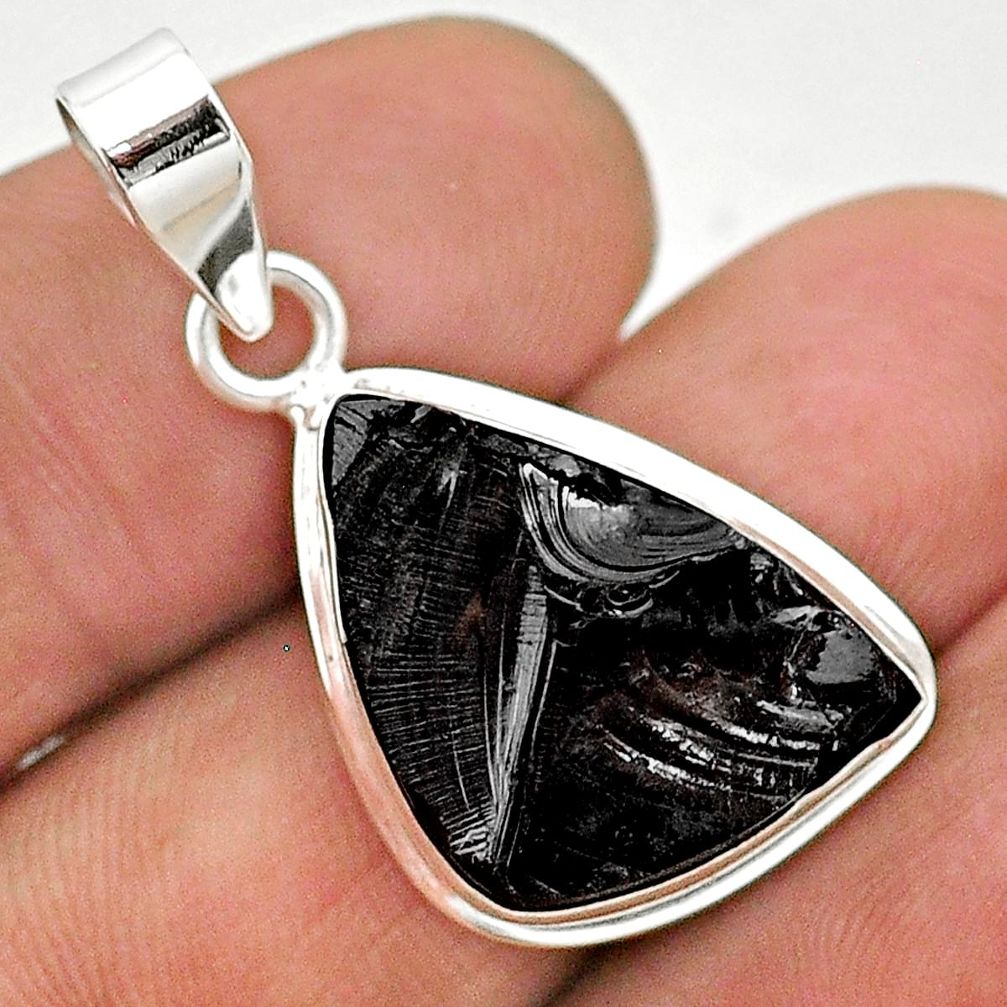 925 sterling silver 10.20cts natural black shungite fancy pendant jewelry t23690
