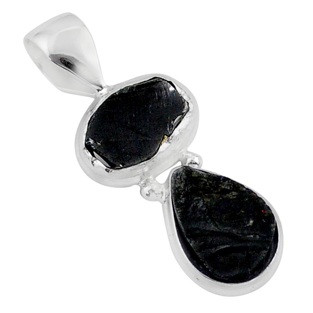 925 sterling silver 7.17cts natural black shungite fancy pendant jewelry t42145