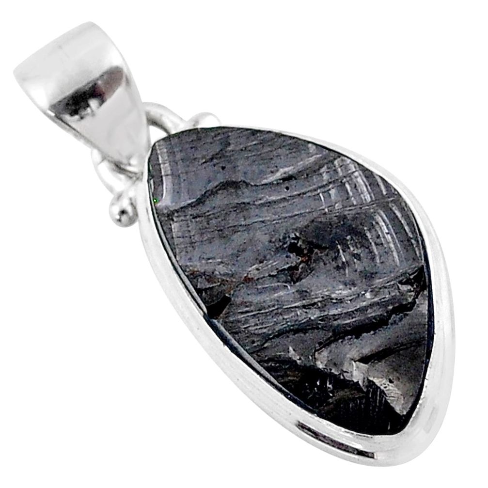 925 sterling silver 7.66cts natural black shungite fancy pendant jewelry t45908